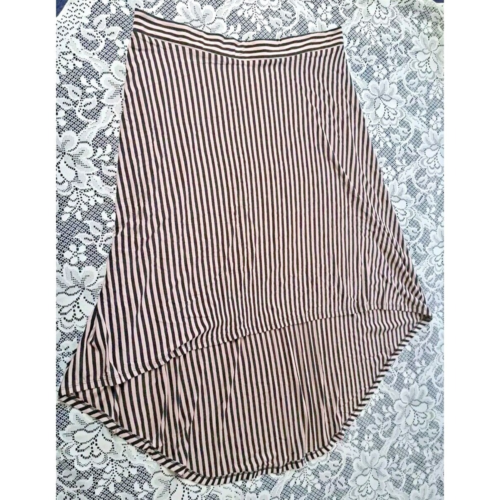 Maria Gabrielle Skirt Size 3X Brown/Black Striped High Low Hem Elastic Waist NWT